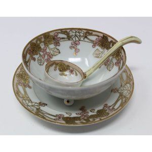 NIPPON 3-PC. MAYONAISSE SET BOWL LADLE RAISED GOLD